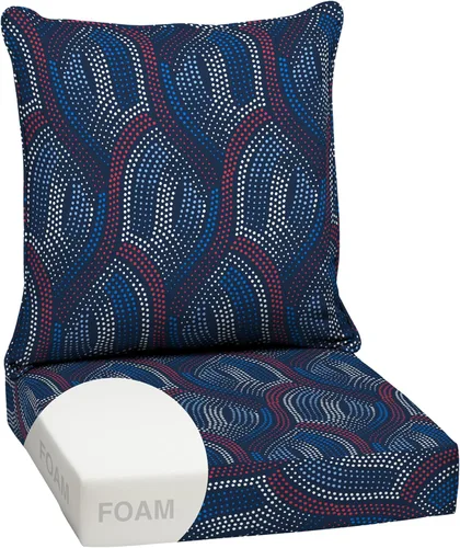 Vista 23 de Arden - Juego de cojines de asiento profundo para exteriores, espuma, 24x24, azulejos Alana