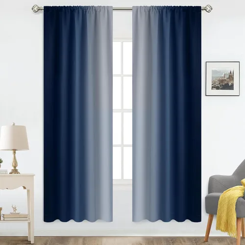 Vista 17 de COSVIYA Cortinas degradadas con dobladillo para cortinero, cortinas de oscurecimiento de habitación de 63 pulgadas de largo, cortinas degradadas