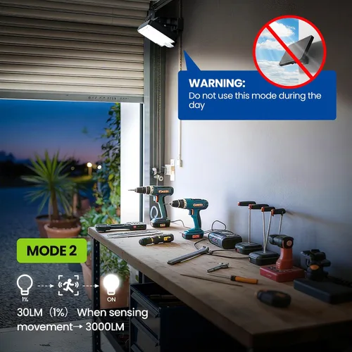 Vista 4 de Luces solares de inundación al aire libre, 294 luces LED con sensor de movimiento al aire libre, luz solar impermeable IP67 para exteriores, luces