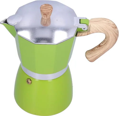 Vista 9 de Cafetera clásica para estufa de gas, cafetera Moka de 10.5 onzas líquidas, con mango ergonómico, preparación rápida, excelente aleación de aluminio