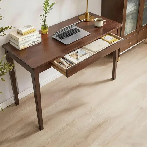 Vista 12 de Escritorio de madera maciza, escritorio de madera de roble de 40 pulgadas con cajones, moderno de mediados de siglo con cajones para espacios