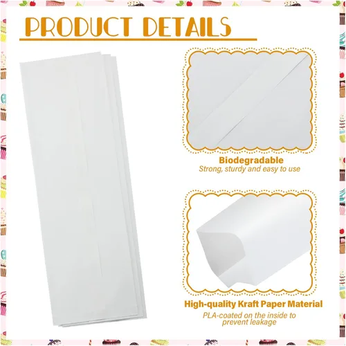 Vista 4 de Zhehao 1000 bolsas de cubiertos de churro, fundas de papel kraft blancas, bolsas de papel para galletas, cubiertos de papel para panadería
