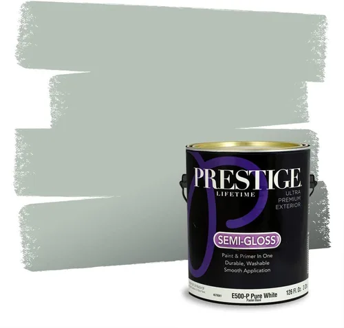 Vista 34 de Prestige Paints - Pintura exterior e imprimación en uno, 1 galón, plano, compatibilidad comparable con el color menta «Whipped Mint» de Behr