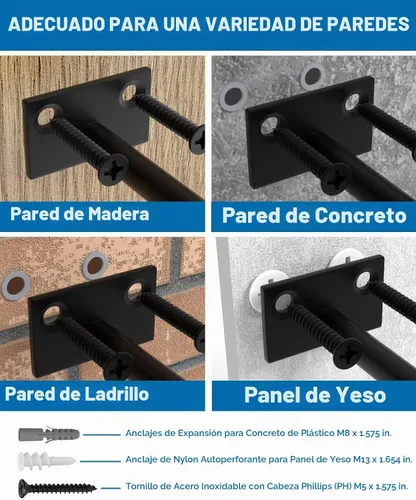 Vista 6 de 12-Pack 10 inch Floating Shelf Brackets, Hidden Shelf Bracket for Wood Negro-paquete de 12