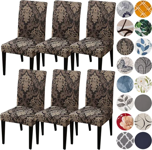 Vista 68 de HZDHCLH Juego de 4 fundas para sillas de comedor color burdeos, fundas elásticas de elastano para sillas Parsons, paquete de 4, fundas de asiento