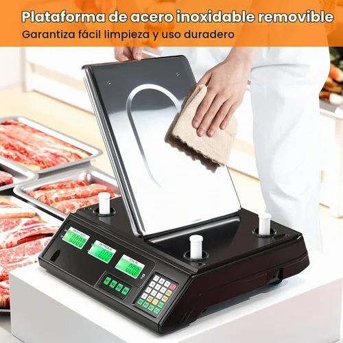 Vista 5 de Goplus Báscula de cálculo de precios de 88 lb/40 kg, báscula digital comercial de alimentos con función de conteo, plataforma de acero inoxidable