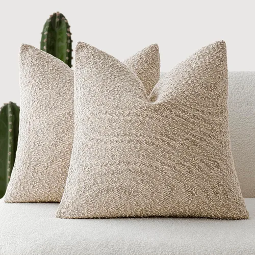 Vista 22 de Foindtower - Juego de 2 fundas decorativas de textura de bucle, fundas de almohada acentuadas, fundas de cojín sólidas, neutrales, para sofá, silla