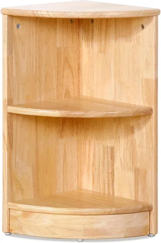 Vista 7 de OOOK Armario esquinero de madera de goma, organizadores y almacenamiento de juguetes de 2 niveles, estante Montessori para habitación de niños, sala