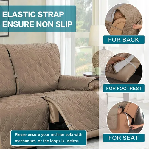 Vista 5 de Turquoize Funda 100% impermeable para sofá reclinable de 3 asientos, funda protectora impermeable para sofá reclinable de 3 plazas, funda protectora