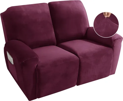 Vista 9 de MAXIJIN Funda reclinable de terciopelo de 4 piezas, funda elástica de felpa suave para silla reclinable, gruesa y suave, funda para silla Beige
