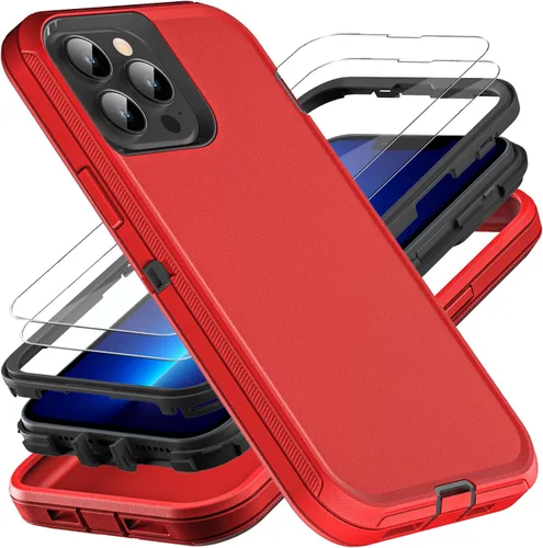Vista 11 de YKHJKLEC para iPhone 13 Pro Max, funda militar grado 3 en 1 resistente a golpes/caídas/polvo con 2 piezas de protector de pantalla de vidrio