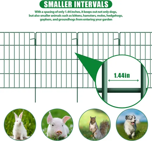 Vista 3 de Paquete de 10 barreras de jardín para cercas de animales de 1.44 pulgadas, espacio total de 10.8 pies de largo x 24 pulgadas de alto, alambre