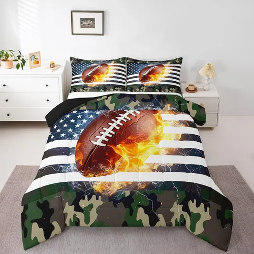 Vista 48 de Erosebridal Juego de edredón de bandera estadounidense tamaño individual para niños y adolescentes, juego de ropa de cama de camuflaje, edredón
