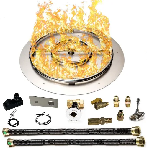 Vista 36 de Kit de sartén y anillo de acero inoxidable para quemador de hoguera, con encendido por chispa para fogatas de propano líquido, sartén de 18