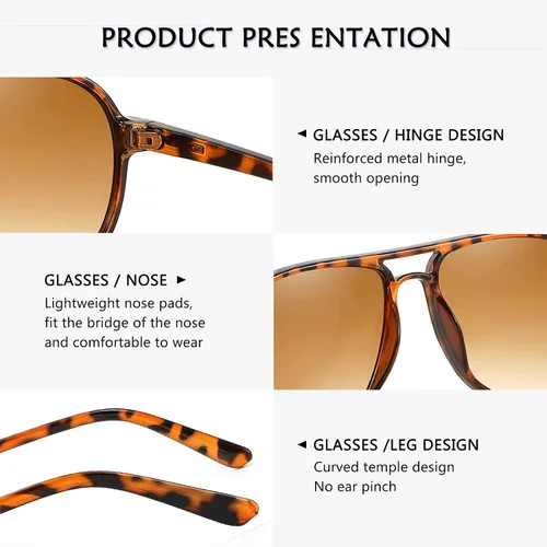 Vista 7 de YuJian Gafas de sol retro de plástico de gran tamaño Aviator de los años 70 para mujeres y hombres, montura clásica grande, gafas vintage