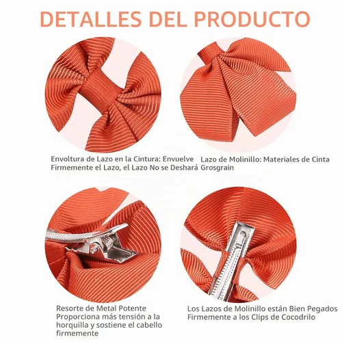 Vista 3 de Choicbaby Lazos para el cabello de 3 pulgadas para niñas, cinta de grogrén, accesorios para el cabello con lazo de clip de cocodrilo para niñas