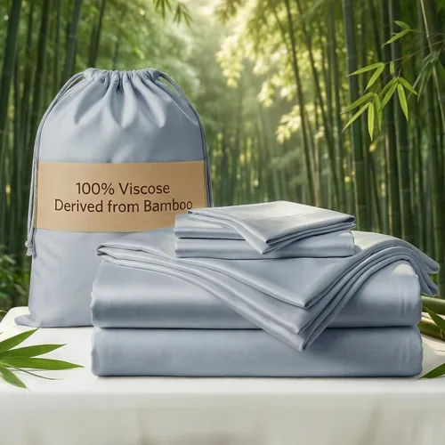 Vista 9 de TWK Juego de sábanas de lujo, viscosa 100% orgánica genuina derivada de bambú, refrescante y transpirable, suave como la seda, sábanas y fundas