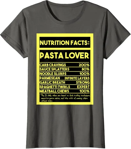 Vista 8 de Pasta Lover Nutrition Facts: The Ultimate Carb Connoisseur's T-Shirt Negro