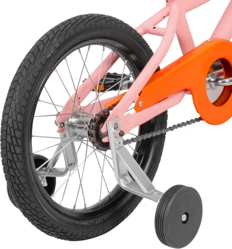 Vista 6 de WEIZE - Bicicletas para niños de 16 pulgadas con cesta para niños y niñas Rosa