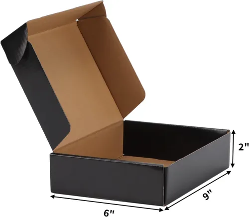 Vista 2 de Paquete de cajas de envío negras 7x5x2 con cajas de envío de 9x6x2