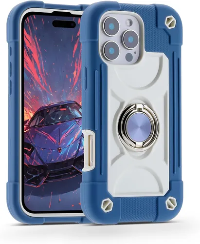 Vista 18 de MARKILL Funda compatible con iPhone 14 Pro de 6.1 pulgadas con soporte de anillo integrado, protección contra caídas de grado militar, carcasa Palta
