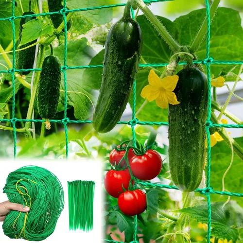 Vista 7 de Red de enrejado, red de jardín para plantas, red de enrejado de jardín de 6.6 x 9.85 pies para plantas trepadoras con 27 hebras de nailon