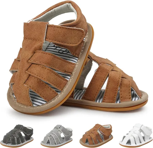 Vista 7 de Sandalias para bebé niña niño, suela antideslizante suave de primera calidad, sandalias de bebé para bebé, zapatos de playa casuales de verano
