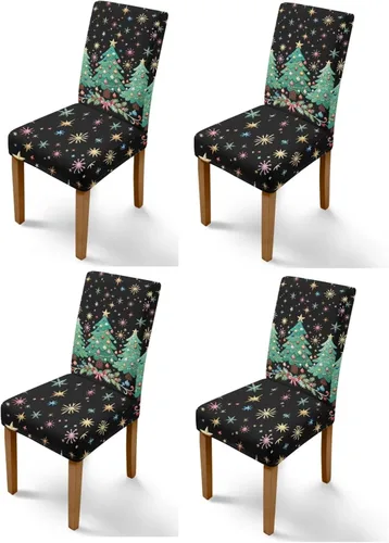 Vista 128 de Rnyleeg Fundas navideñas para sillas de comedor, fundas de asiento de comedor con estampado de campanas brillantes, juego de 1 funda suave y lavable