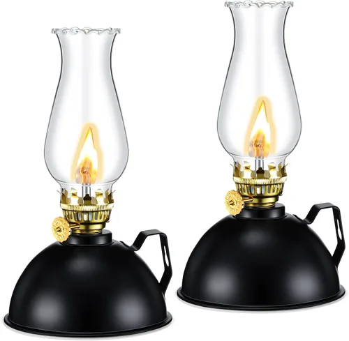 Vista 9 de Retisee Lámpara de aceite para interiores, rústica, de queroseno, farol de metal de cristal para interiores, vintage, de vidrio transparente