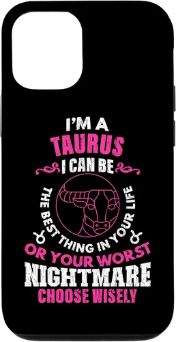 Vista 27 de Funda gráfica para iPhone 13 Pro Max con signo zodiacal divertido soy un tauro