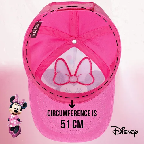 Vista 5 de Disney Minnie Mouse Toddler Girls Pink Baseball Cap - Ages 2-4 Years - Adjustable Velcro Closure PinkWhite