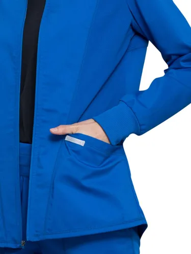 Vista 3 de Cherokee Chaquetas médicas con cremallera para mujer con malla transpirable y dobladillo de cola de camisa WW301