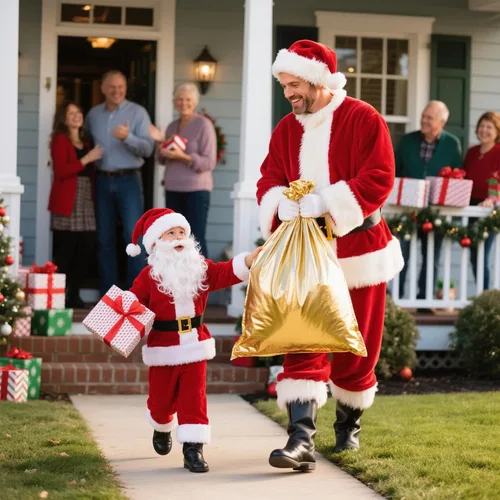 Vista 8 de Santa Claus Costume for Men Christmas Santa Suit Rde- 9 piezas