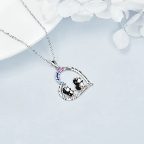 Vista 3 de YAFEINI Penguin Dog Gifts Sterling Silver Penguin Snowflake Necklace Heart Dog Pendant Jewelry for Women Girls Christmas Gifts