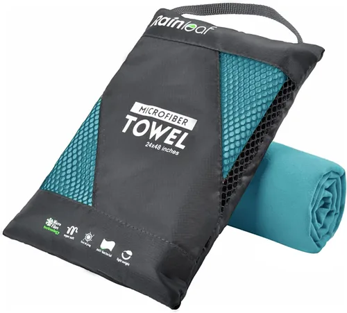 Vista 23 de Toalla de microfibra Rainleaf perfecta para viajes y gimnasio y camping. Secado rápido - Super absorbente - Ultra compacta - Liviana. Adecuada