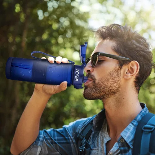 Vista 8 de Botella de agua deportiva Zorri, 400/500/700ml/1L, sin BPA, a prueba de fugas, ligera, botellas Tritan para exteriores, camping, ciclismo, fitness