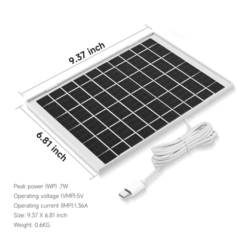 Vista 2 de Paquete de 3 Cargadores de Cámara de Panel Solar Compatible con Eufycam 3/3C s300/2,2 Pro, 2C, 2C Pro, c210, s330, s340, e340, E, Eufy E20
