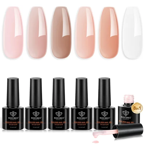 Vista 18 de modelones Juego de Base y Capa Superior para Esmalte de Uñas en Gel, 3 Piezas Base de Goma y Capa Superior de Gel Transparente Brillante y Mate a