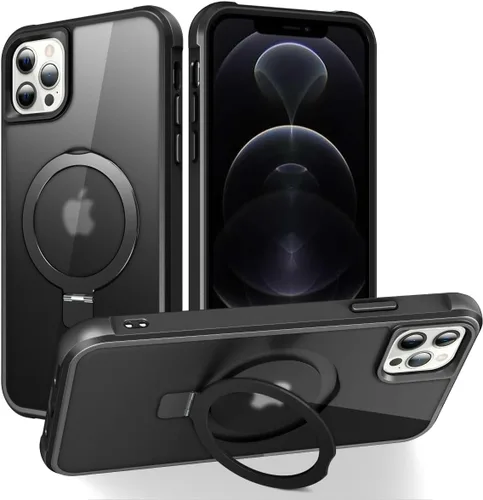 Vista 60 de CHAOFEnG Funda magnética compatible con iPhone 11 con soporte, prueba de caídas de grado militar, compatible con imán, anillo translúcido, parte