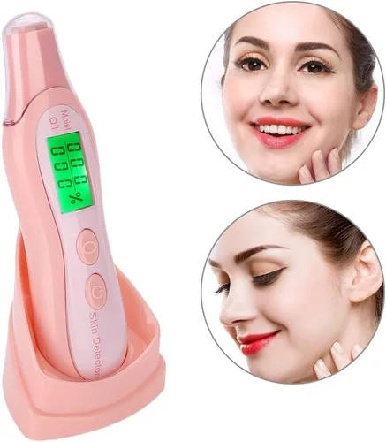 Vista 3 de Sonew Lápiz digital de prueba de piel con pantalla LCD, analizador de precisión/aceite para el cuidado de la piel para viajes, hogar, salón de Rosa