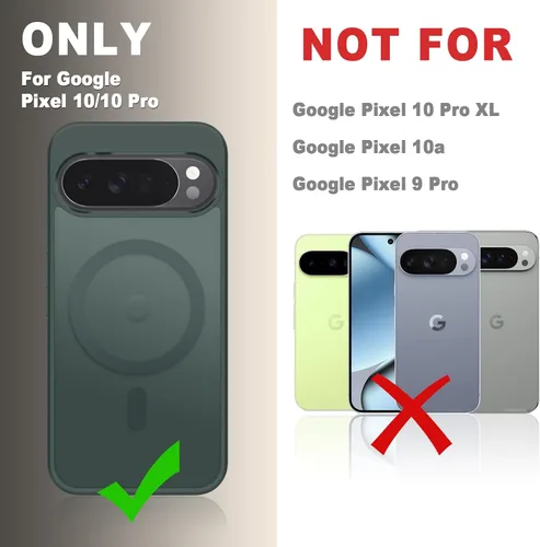 Vista 1767 de Funda para Google Pixel 10 Pro XL, cubierta magnética mate, color negro Fit for MagSafe, Screen Protector included, Shockproof Military Grade