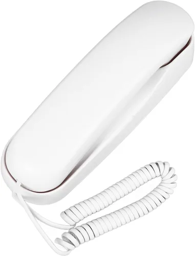 Vista 4 de Teléfono con cable para montaje en pared, sonido claro, multifuncional, fácil de usar, ahorro de espacio (blanco)