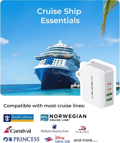 Vista 5 de LENCENT Cargador de pared USB múltiple, [22W/4.4A] Adaptador de corriente de viaje USB de 4 puertos, cargador de teléfono celular todo en uno