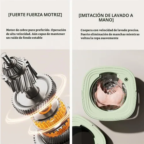 Vista 4 de Lavadora plegable, mini lavado de 9L con 3 modos de limpieza profunda, lavado medio automático, lavadora portátil para apartamentos, dormitorios