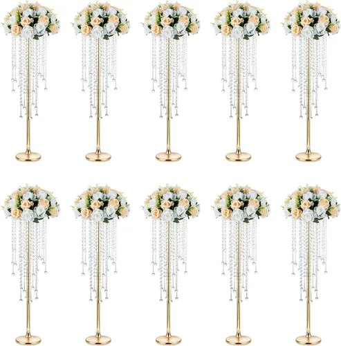 Vista 18 de NUPTIO Tall Gold Centerpiece for Table, Metal, 21.7", 2 Pcs Dorado