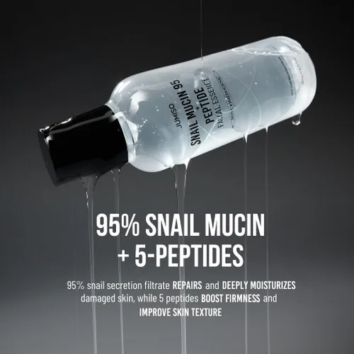 Vista 4 de Esencia Facial de Mucina de Caracol y Péptidos Jumiso 95 +, 4.73 fl oz (140 ml) 95% snail mucin + 5 peptides in one essence: floods skin with