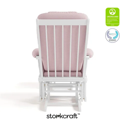 Vista 6 de Storkcraft Tuscany - Mecedora y Otomana Personalizada con Almohada Lumbar Gratis (Remolino Blanco/Rosa Rubor) – Silla Mecedora de Lactancia Cómoda