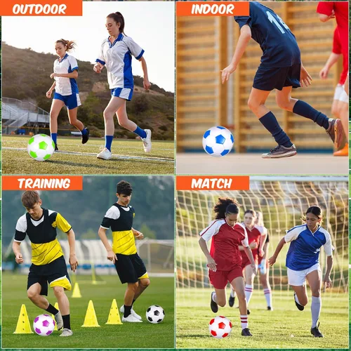 Vista 6 de Sotiff 24 pelotas de fútbol a granel con 24 bombas de fútbol desinfladas para niños, adolescentes, fútbol a granel para entrenamiento