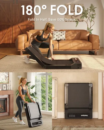 Vista 10 de FLEXISPOT Foldable Walking Pad Treadmill for Home Office, Under Desk Treadmill with Fold-in-Half Design, Quiet Brushless Walking Experience, 264 LBS