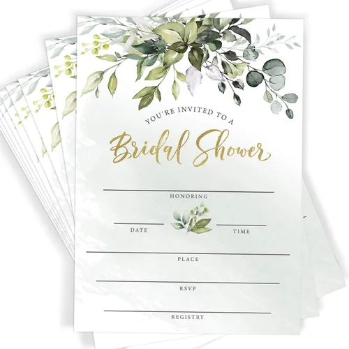 Vista 2 de Printed Party Invitaciones y sobres para despedida de soltera, vegetación, juego de 25